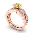 thumbnail image 1 of 1.52 ct Brilliant Round Cut Yellow Moissanite 18K Rose Gold Solitaire with Accents Engagement Bridal Wedding Ring Band Set size 4, 1 of 7