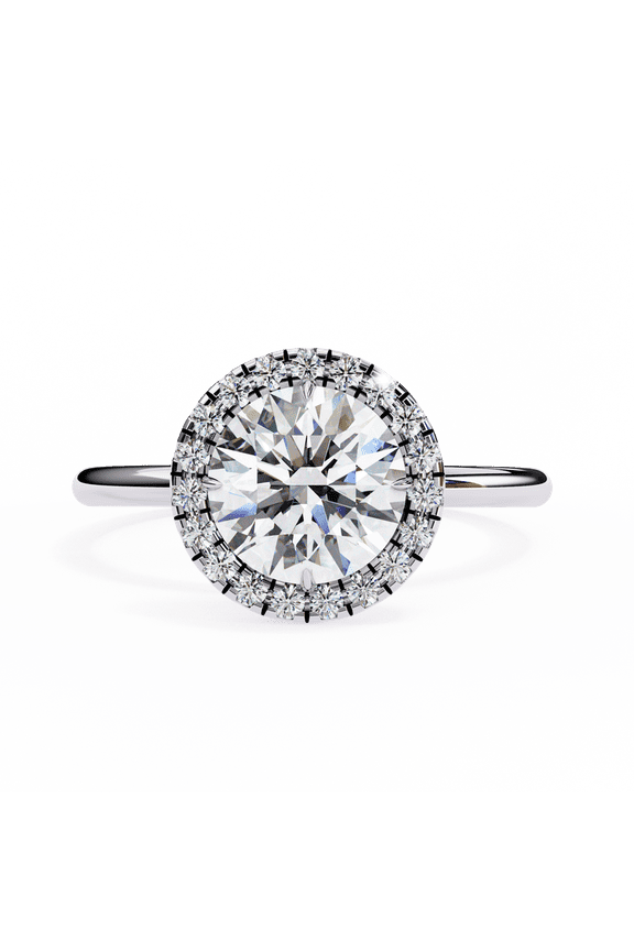 1.52CT Round Brilliant Cut Lab Grown Diamond 10k White Gold Ring,Halo Style Unique Engagement Ring,18k Gold Engagement Propose Ring For Girl