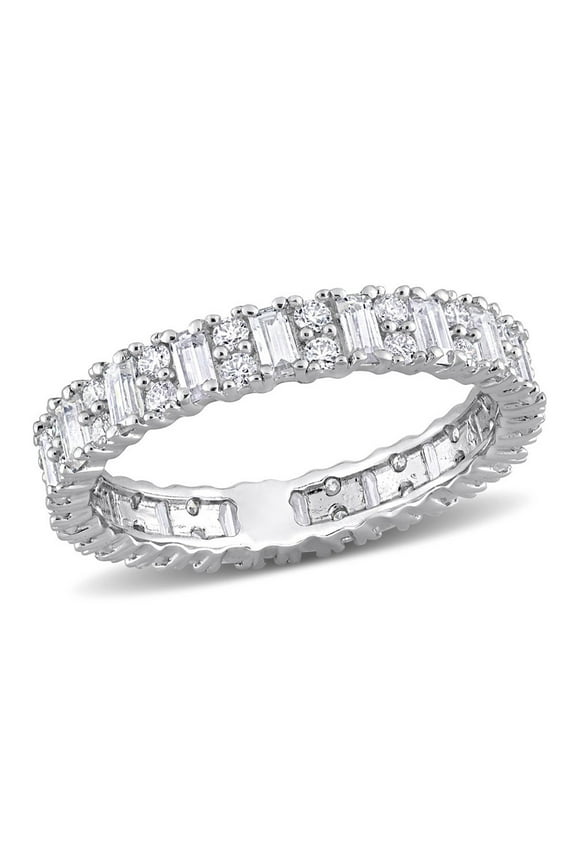 1.53 Carat (Ctw) Lab-Created Moissanite Anniversary Eternity Ring Band in Sterling Silver for Women