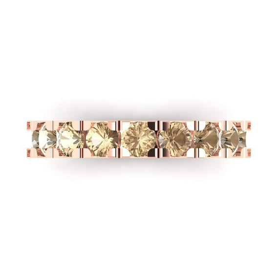 1.53 ctw Wedding Band for Women - 14K Rose Gold Yellow Moissanite Stackable Eternity Ring