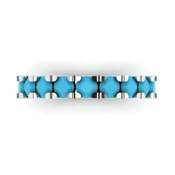 1.53 ctw Wedding Band for Women - 14K White Gold Simulated Turquoise Stackable Eternity Ring