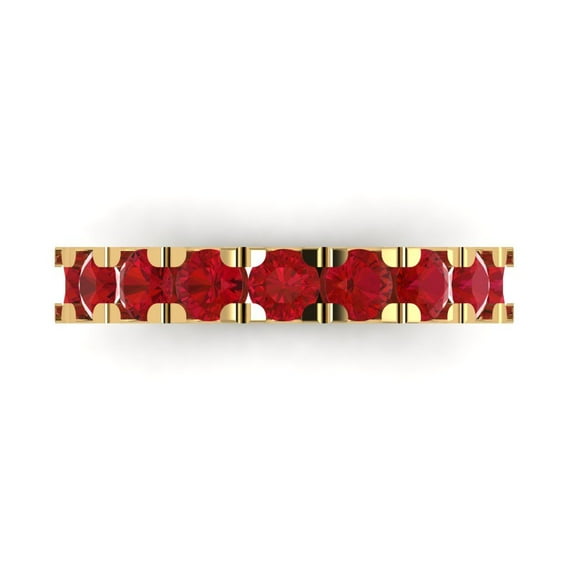 1.53 ctw Wedding Band for Women - 14K Yellow Gold Simulated Pink Tourmaline Stackable Eternity Ring