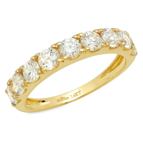 1.53 ctw Wedding Band for Women - 14K Yellow Gold White Sapphire Stackable Eternity Ring