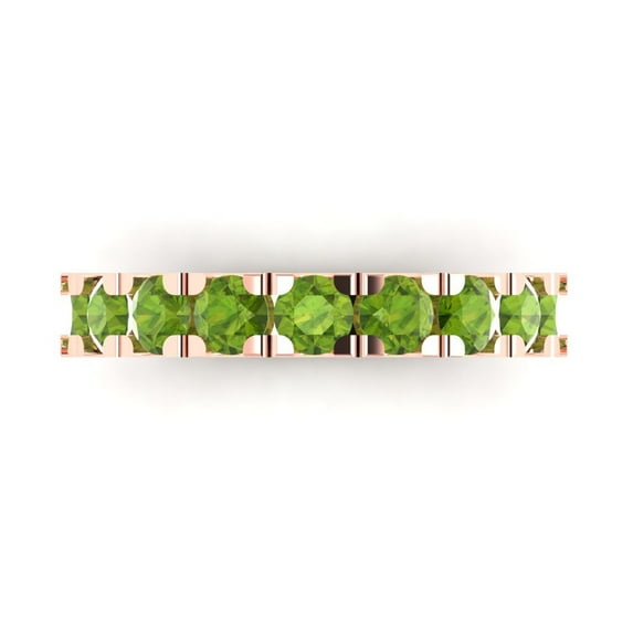 1.53 ctw Wedding Band for Women - 18K Rose Gold Natural Peridot Stackable Eternity Ring