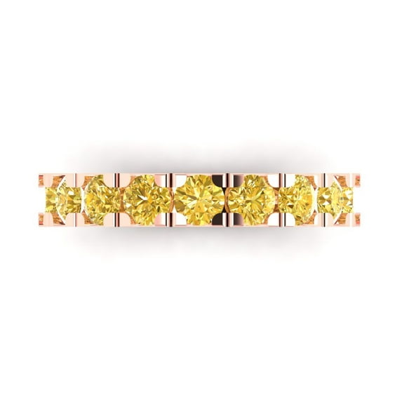 1.53 ctw Wedding Band for Women - 18K Rose Gold Simulated Yellow Diamond Stackable Eternity Ring