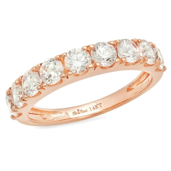 1.53 ctw Wedding Band for Women - 18K Rose Gold White Sapphire Stackable Eternity Ring