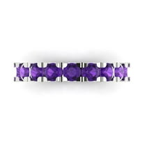 1.53 ctw Wedding Band for Women - 18K White Gold Natural Amethyst Stackable Eternity Ring