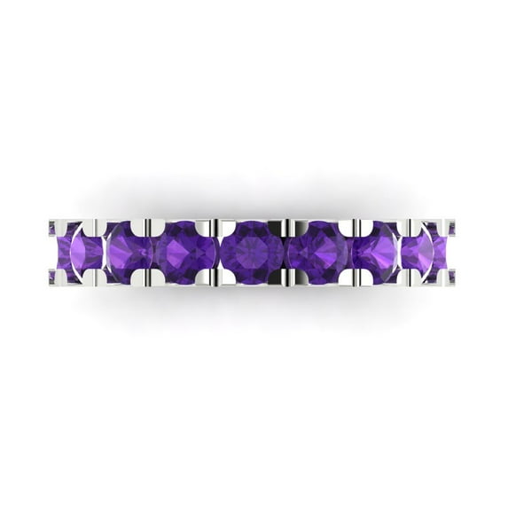 1.53 ctw Wedding Band for Women - 18K White Gold Natural Amethyst Stackable Eternity Ring
