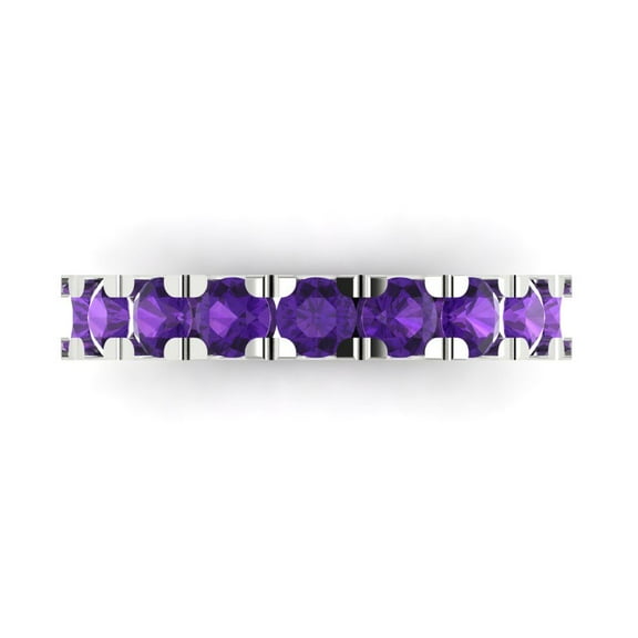 1.53 ctw Wedding Band for Women - 18K White Gold Natural Amethyst Stackable Eternity Ring