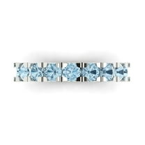 1.53 ctw Wedding Band for Women - 18K White Gold Natural Aquamarine Stackable Eternity Ring