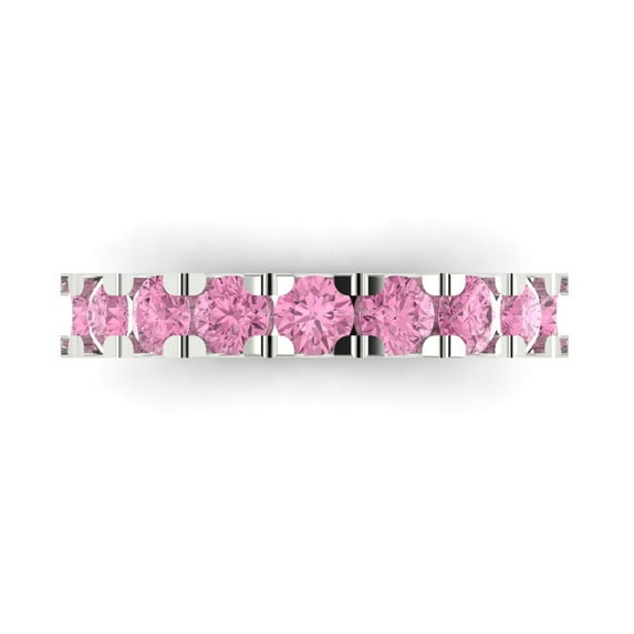 1.53 ctw Wedding Band for Women - 18K White Gold Simulated Pink Diamond Stackable Eternity Ring