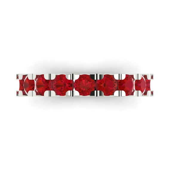 1.53 ctw Wedding Band for Women - 18K White Gold Simulated Ruby Stackable Eternity Ring