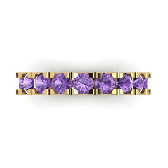 1.53 ctw Wedding Band for Women - 18K Yellow Gold Simulated Alexandrite Stackable Eternity Ring