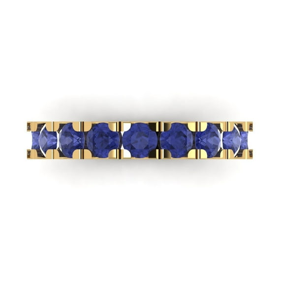 1.53 ctw Wedding Band for Women - 18K Yellow Gold Simulated Tanzanite Stackable Eternity Ring