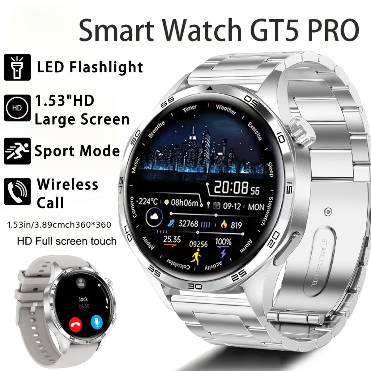 1.53-inch Wireless Call Smartwatch | IP68 Water Resistant, Built-in ...