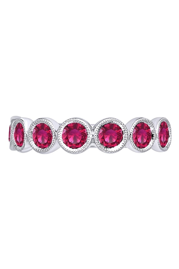 1.54 Carat (Cttw) Round Simulated Pink Ruby Beautiful Engagement Ring 14K Solid White Gold Ring Size-8
