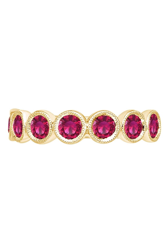 1.54 Carat (Cttw) Round Simulated Pink Ruby Beautiful Engagement Ring 14K Solid Yellow Gold Ring Size-8