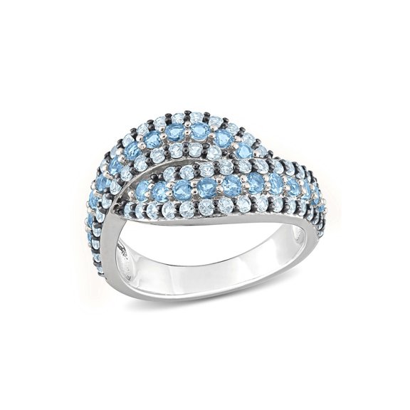 1.54 Carat (Ctw) Blue Topaz CrossOver Ring in Sterling Silver