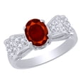 thumbnail image 1 of AFFY 1.54 Ct Oval Cut Simulated Garnet & White Topaz Engagement Ring in 14k White Gold Over Sterling Silver Ring Size - 8, 1 of 1
