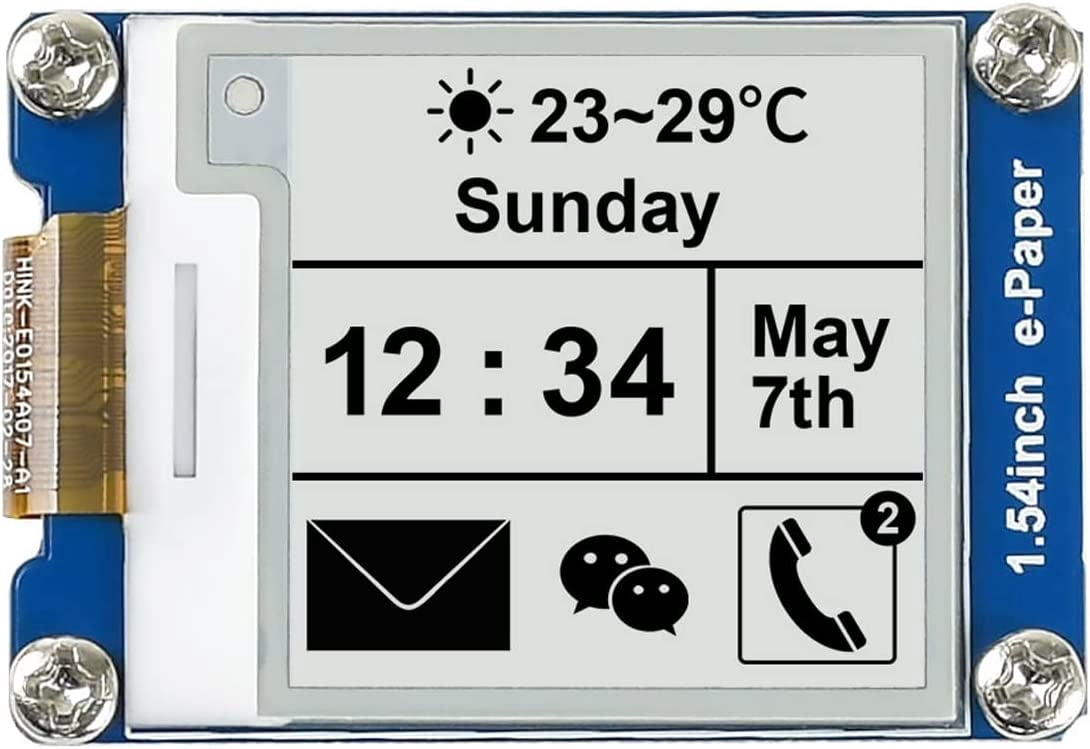 1.54 Inch E-Paper Display Panel Module V2 Kit 3.3v/5v 200x200 Resolution E-Ink Electronic Screen Partial Refresh for /Jetson Nano/Arduino/STM32 with SPI Interface