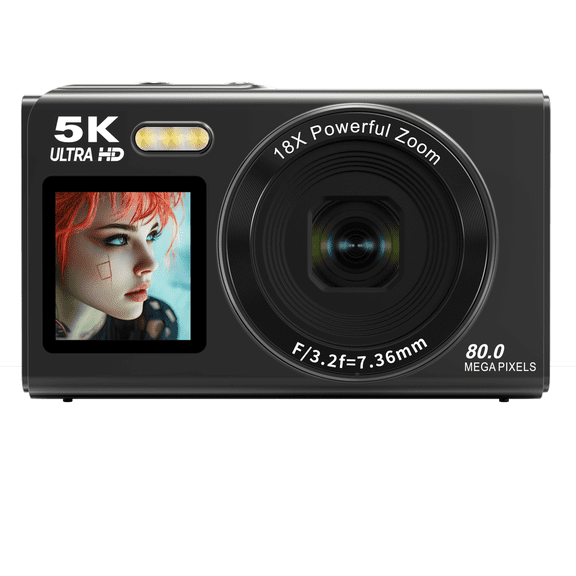 1.54-inch Double Sided Display Camera, 5K Vlogging Video Camera WiFi Transfer 80MP Autofocus with LED Fill Light