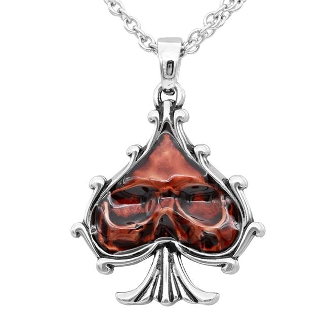 1.54 x 1.3 in. Skull Red Spade Necklace - Walmart.com