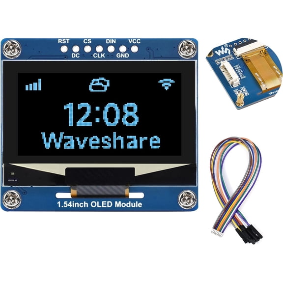1.54inch OLED Display Module 12864 Resolution Compatible with /forArduino/ STM32/ ESP32/ Jetson Nano, etc. SSD1309 Driver Chip, SPI / I2C Communication, Blue Display Color