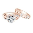 thumbnail image 1 of AFFY 1.55 Carat Round Shape Moissanite & Natural Diamond Filigree Bridal Ring Set 14K Solid Rose Gold Ring Size-6, 1 of 2