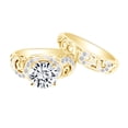 thumbnail image 1 of AFFY 1.55 Carat Round Shape Moissanite & Natural Diamond Filigree Bridal Ring Set 14K Solid Yellow Gold Ring Size-5.5, 1 of 2