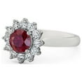 thumbnail image 1 of 1.55 Ct Round Cut Natural Red Ruby Diamond Wonderful Floral Halo Wedding Ring 14K White Gold Size 4, 1 of 7