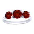 thumbnail image 1 of AFFY 1.55 Ct Round Simulated Garnet Three Stone Engagement Ring in 14k White Gold Over Sterling Silver Ring Size - 6.5, 1 of 1