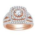 thumbnail image 1 of AFFY 1.55 Ct Round White Natural Diamond Cushion Frame Engagement Ring in 14k Rose Gold Ring Size : 4.5, 1 of 1