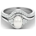 thumbnail image 1 of 1.55 Ctw Natural Pearl Gemstone 925 Sterling Silver Classic Dual Band Women Bridal Ring, 1 of 3