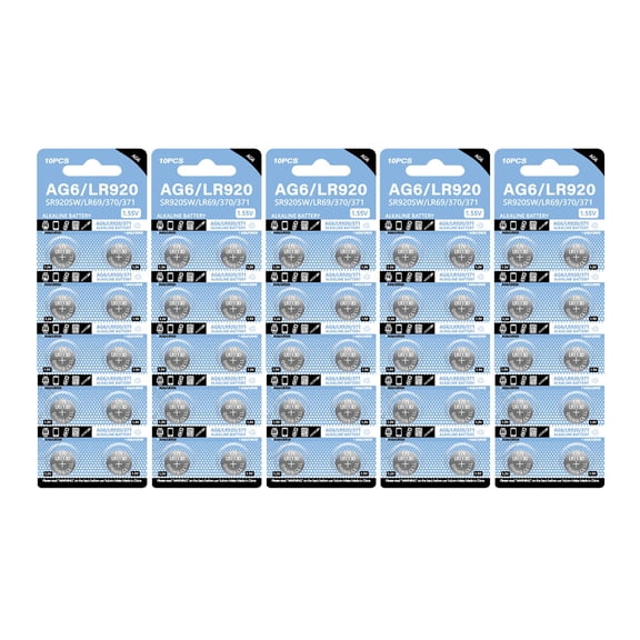 1.55V Coin AG6 Button Batteries for Watch Toy Remote Control LR754,193,SR754, 546, RW28, 939A, LR48 Compatible