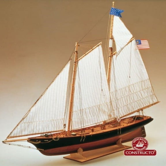1/56 America Double-Masted New York 1851 Schooner Ship w/plank-on-frame (Advanced)