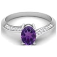 thumbnail image 1 of 1.56 Cts Oval Amethyst 925 Sterling Silver Solitaire Accent Woman Halo Valentines Day Gifts Ring, 1 of 4
