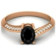 thumbnail image 1 of 1.56 Cts Oval Black Spinel 925 Sterling Silver Rose Vermeil Solitaire Accent Woman Halo Valentines Day Gifts Ring, 1 of 4