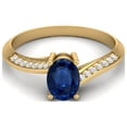 thumbnail image 1 of 1.56 Cts Oval Blue Sapphire 925 Sterling Silver Gold Vermeil Solitaire Accent Woman Halo Valentines Day Gifts Ring, 1 of 4