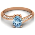 thumbnail image 1 of 1.56 Cts Oval Blue Topaz 925 Sterling Silver Rose Vermeil Solitaire Accent Woman Halo Valentines Day Gifts Ring, 1 of 4