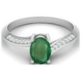 thumbnail image 1 of 1.56 Cts Oval Emerald 925 Sterling Silver Solitaire Accent Woman Halo Mother's Day Gift Ring, 1 of 4