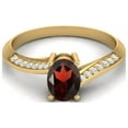 thumbnail image 1 of 1.56 Cts Oval Garnet 925 Sterling Silver Gold Vermeil Solitaire Accent Woman Halo Valentines Day Gifts Ring, 1 of 4