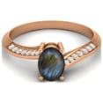 thumbnail image 1 of 1.56 Cts Oval Labradorite 925 Sterling Silver Rose Vermeil Solitaire Accent Woman Halo Mother's Day Gift Ring, 1 of 4