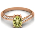 thumbnail image 1 of 1.56 Cts Oval Lemon Quartz 925 Sterling Silver Rose Vermeil Solitaire Accent Woman Halo Mother's Day Gift Ring, 1 of 4