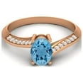 thumbnail image 1 of 1.56 Cts Oval Swiss Blue Topaz 925 Sterling Silver Rose Vermeil Solitaire Accent Woman Halo Valentines Day Gifts Ring, 1 of 4