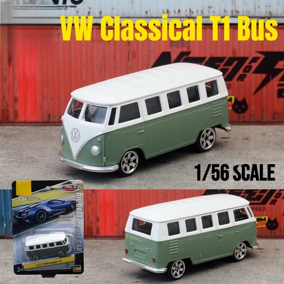 1/56 Volkswagen T1 Bus Toy Car Model CCA MSZ 1:64 Diecast Miniature  Wheels Collection Suitable for  Wheels Gift Kid