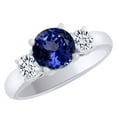 thumbnail image 1 of AFFY (1.56ct) Simulated Blue Tanzanite & White Diamond Three Stone Engagement Ring In 14k Solid Gold With Ring Size 12, 1 of 1