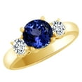 thumbnail image 1 of AFFY (1.56ct) Simulated Blue Tanzanite & White Diamond Three Stone Engagement Ring In 14k Solid Gold With Ring Size 14, 1 of 1