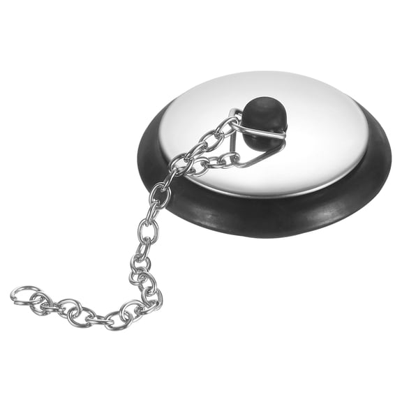 1.57" Bathtub Drain Stopper, Rubber Sink Plug Blocker with 3" Chain, Silver