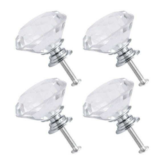 1.57''Crystal Glass Knobs Wardrobe Dresser Door Knobs Pull Handle Knob for Home Cupboard 4pcs (Clear)