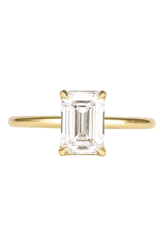 1.57 Ct Emerald Cut Lab Grown Diamond Engagement Ring, Dainty Wedding Anniversary Gift, Personalized Promise Ring